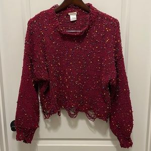 Main Strip women’s chenille knitted cropped sweater sz M.